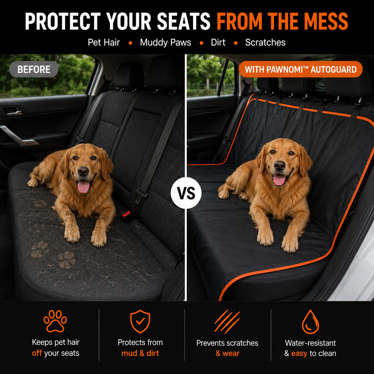 PawNomi™ AutoGuard – Dog Car Seat Hammock